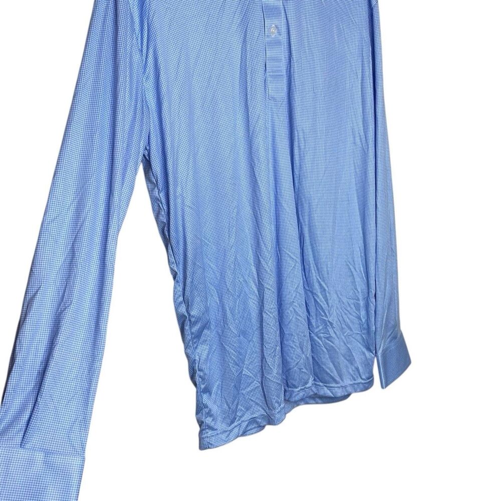 Collars & Co Polo Shirt Mens XL Blue Houndstooth Long Sleeve Dress Collar NWT - Picture 7 of 10